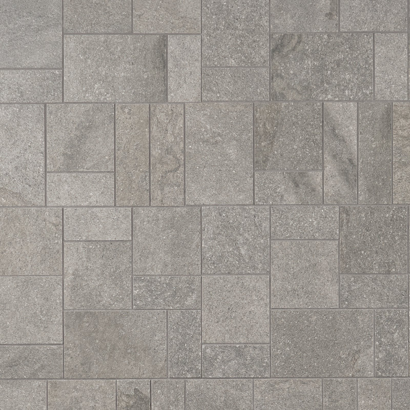 Mosaics Mesa French Pattern 11.8 in x 15.7 in Matte Limestone Look Porcelain Floor and Wall Mosaic Tile, Gray