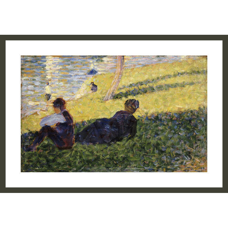 Étude pour un dimanche après midi à l'île de la Grande »par Georges Seurat - Impression Giclée encadrée