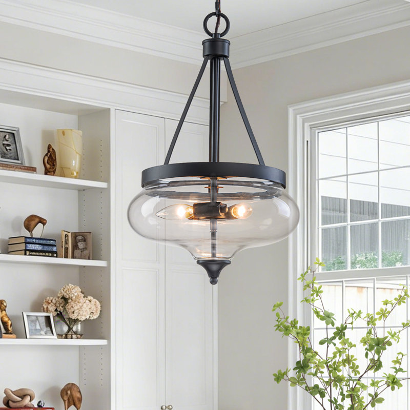 Luminaire suspendu pour îlot de cuisine 3 lumières avec abat-jour en verre
