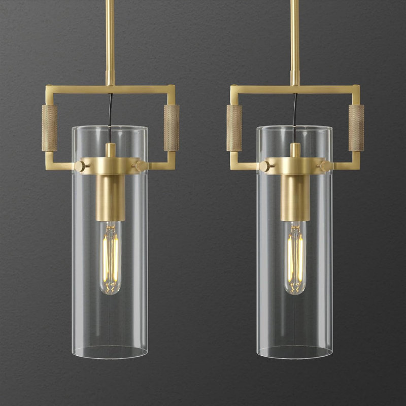 Elodia 2 - Light Knurled-brass Kitchen Island Pendant Light(Bulb Included), Gold