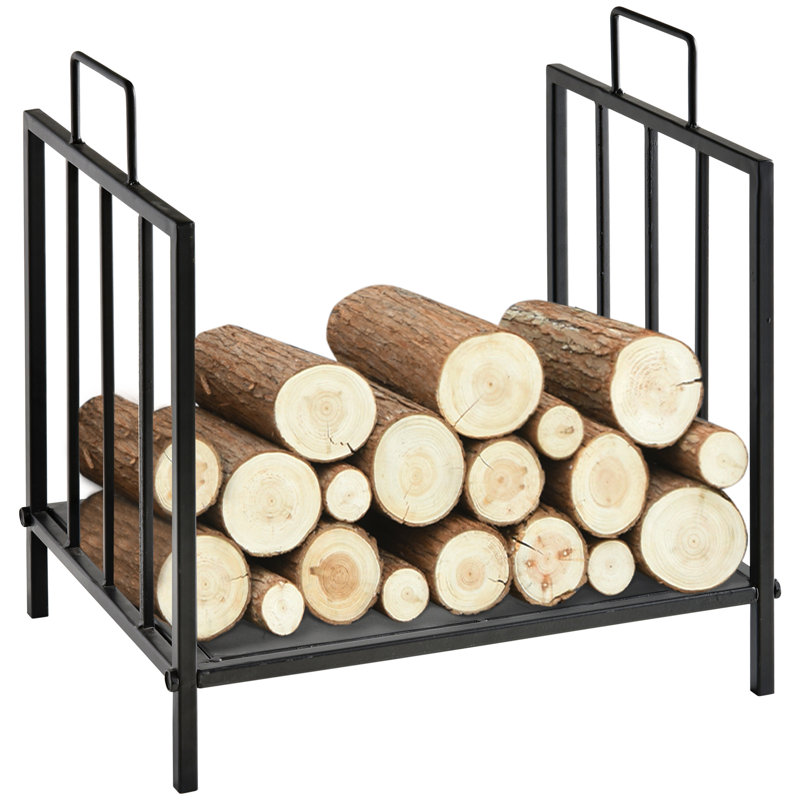 Support à bois de 17,5 po avec support de rangement en bois et poignées