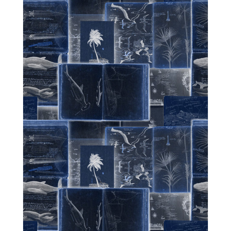 Sundance Villa Wallpaper Roll, Black/Indigo/White