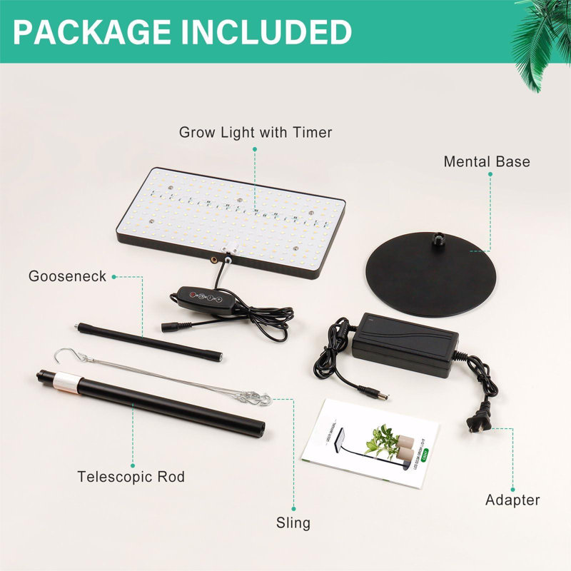 Lampe de culture pour bureau, lumière à spectre complet pour plantes d'intérieur, lampes de culture avec minuterie, 6 niveaux de luminosité, hauteur réglable