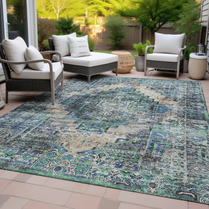 Machine Washable Indoor/Outdoor Jocelyn ACN2139 Global Rug, Rectangle 9' x 12'