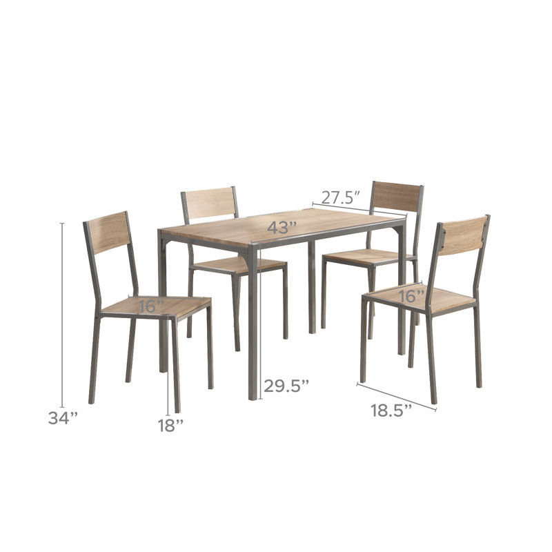 Ensemble de salle à manger 5 pièces, Brun, Brun