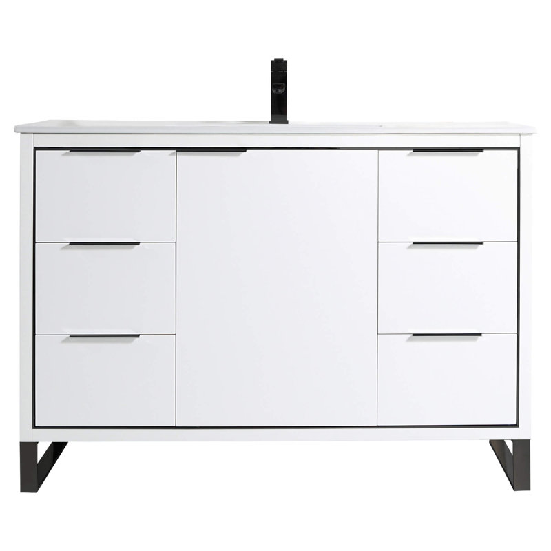 Ensemble de meuble-lavabo simple 48 po, Noir mat, Blanc