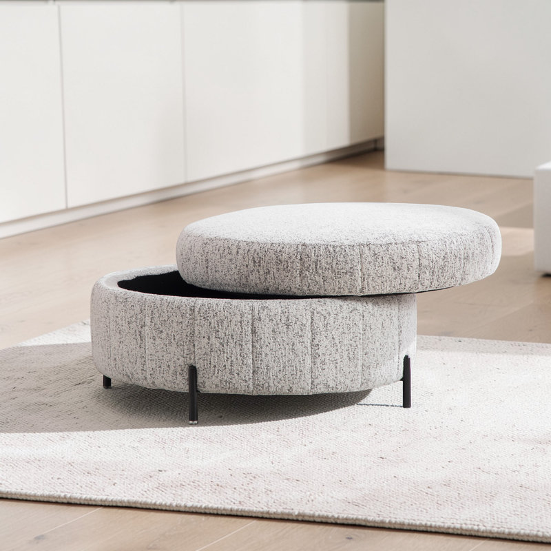 Repose-pieds rembourré avec rangement, Chenille beige