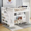 Lit mezzanine double en bois massif avec bureau mobile et tablettes-2034062991-2034062992
