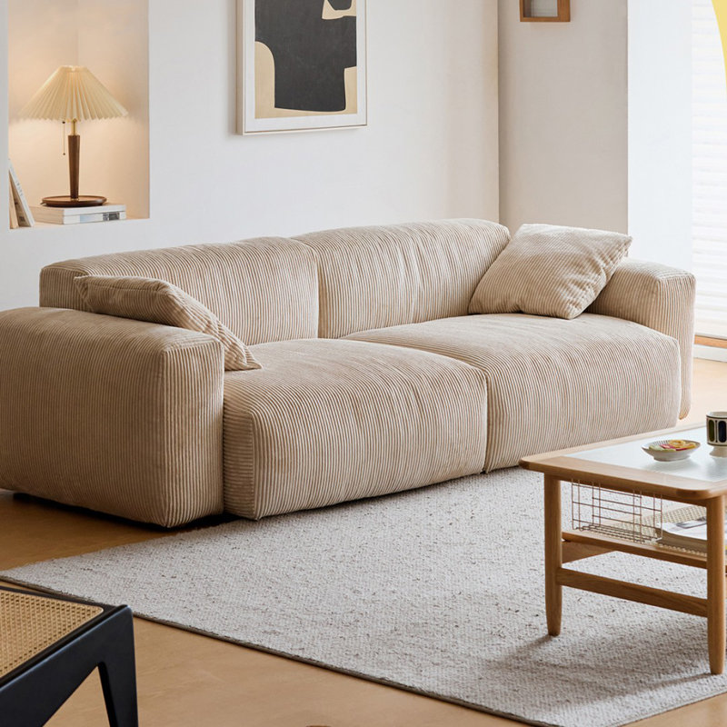 Beige Corduroy Modular Cream-colored style sofa