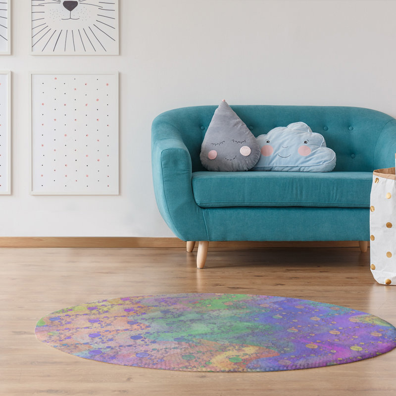 Chenille Polka Dots Indoor Rug, Round 5'