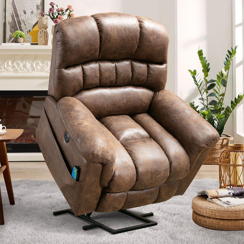 41.3'' Wide Extra Large Power Lift Recliner Chair with Soothing Heat & Massage – Plush Comfort for Total Relaxation, Brown