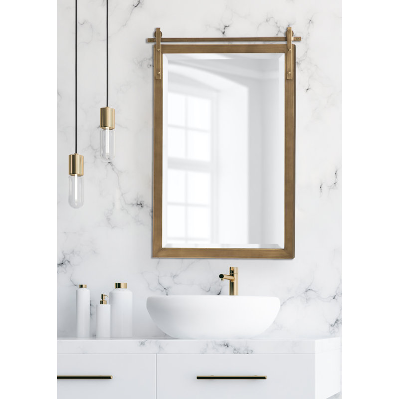 Bernett Metal Rectangle Mirror, 32.5''H x 22''W, Gold