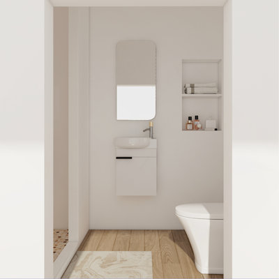 Meuble-lavabo à fermeture en douceur avec lavabo, 16 pouces pour petite salle de bain