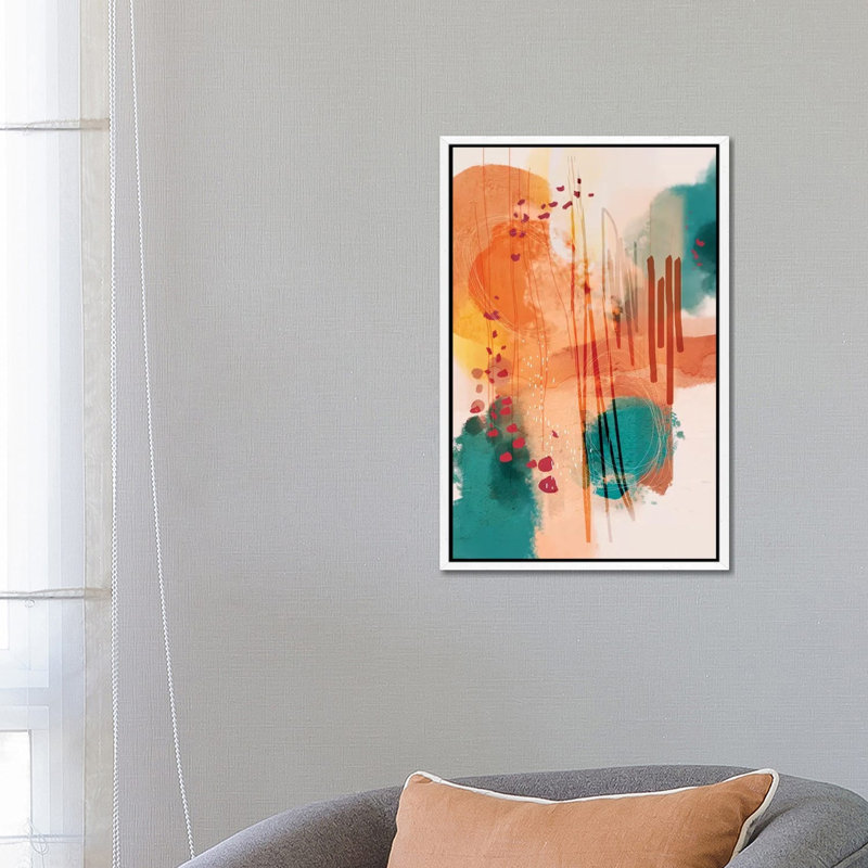 Sunset Beach - Painting on Canvas, 66.04 cm H x 45.72 cm W, White Framed