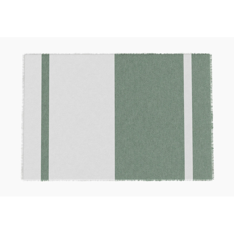 Bug Shield Outdoor Throw Blanket, 50" W x 60" L, Forest Green Colorblock Striped