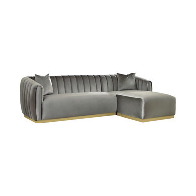 Velvet L-Shaped Sectional Right Hand Facing
