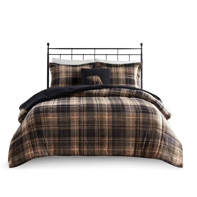 Ensemble d'édredon Plush To Sherpa, Brun, Édredon grand et 3 pièces supplémentaires