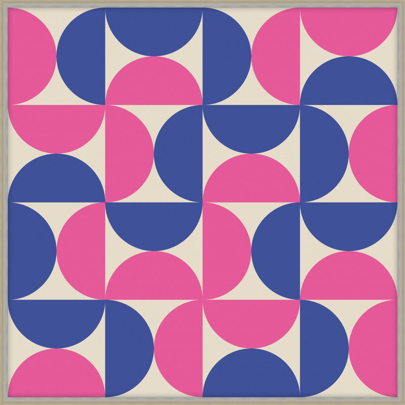 Vibrant Semicircle 5 Print, 34.25" H x 34.25" W, Blue/Pink/White