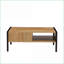 Table basse en rotin naturel avec porte coulissante et amp; Pieds en métal pour le salon, robustes Peu encombrant