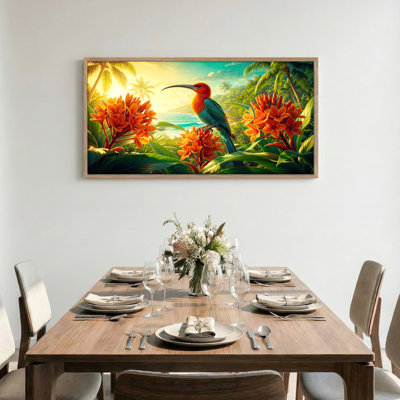 Oiseau tropical, ensemble de reproductions d'art sur toile encadrées de 1 48 po x 24 po