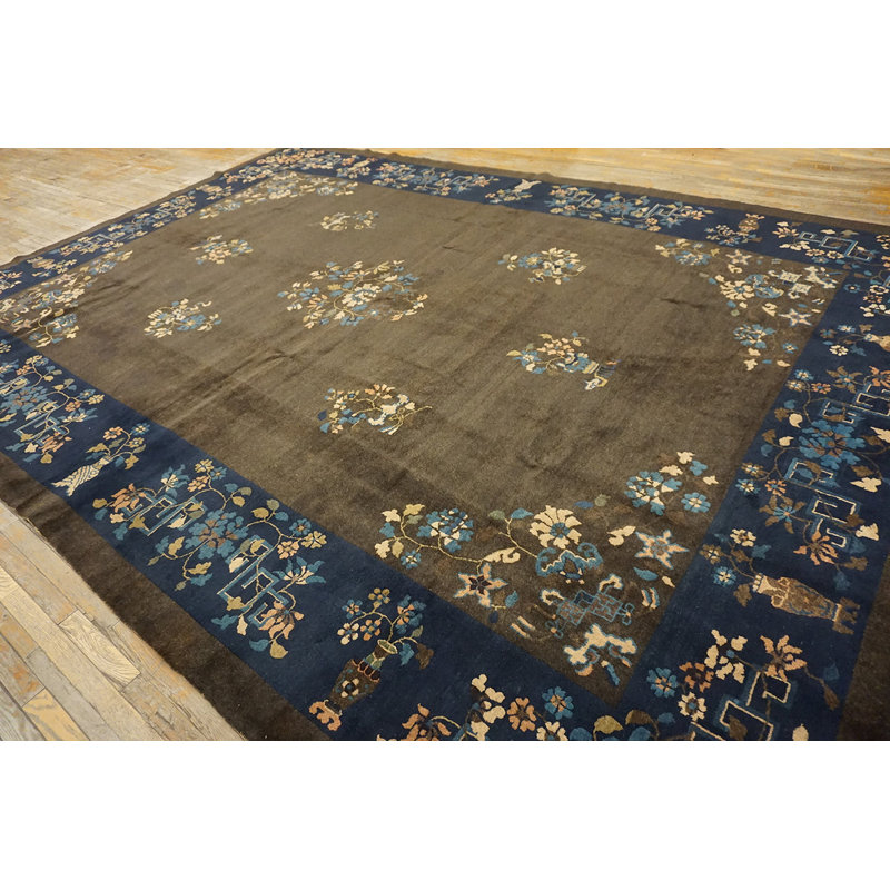 Antique Chinese - Art Deco Room Size Wool Brown Rug
