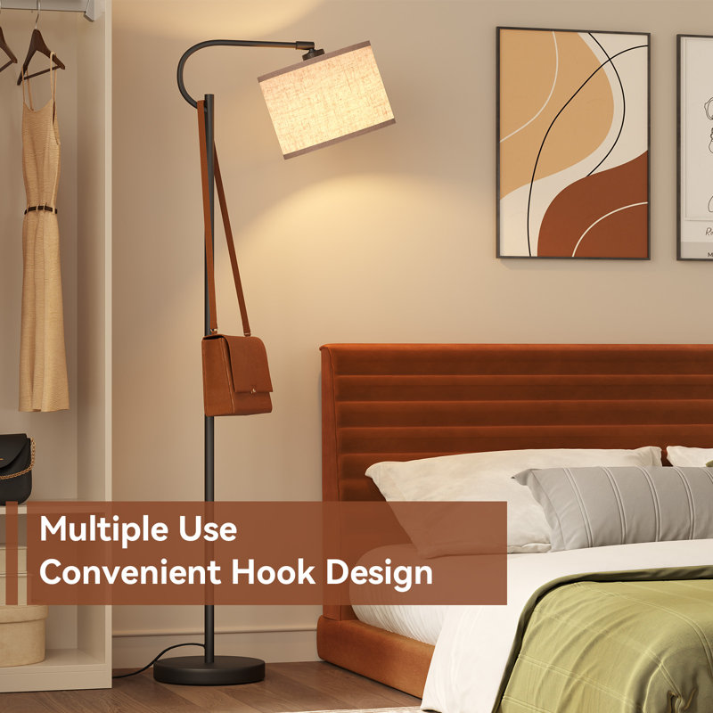 63" Arced Floor Lamp with Bulb, Black