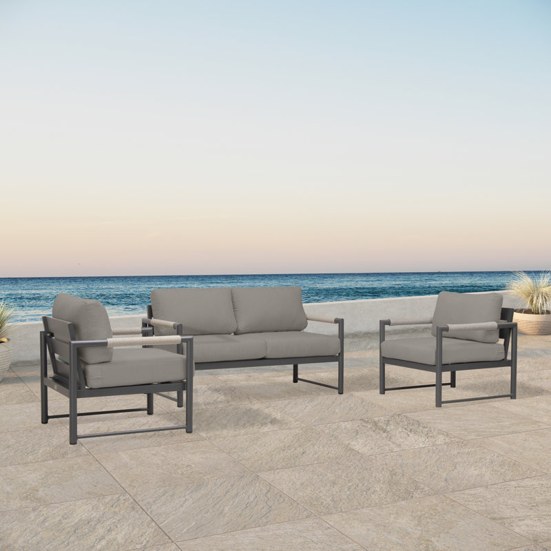 Arden Outdoor 3 - Piece Conversation Set, Canvas Charcoal Sunbrella® Canvas, Slate Gray