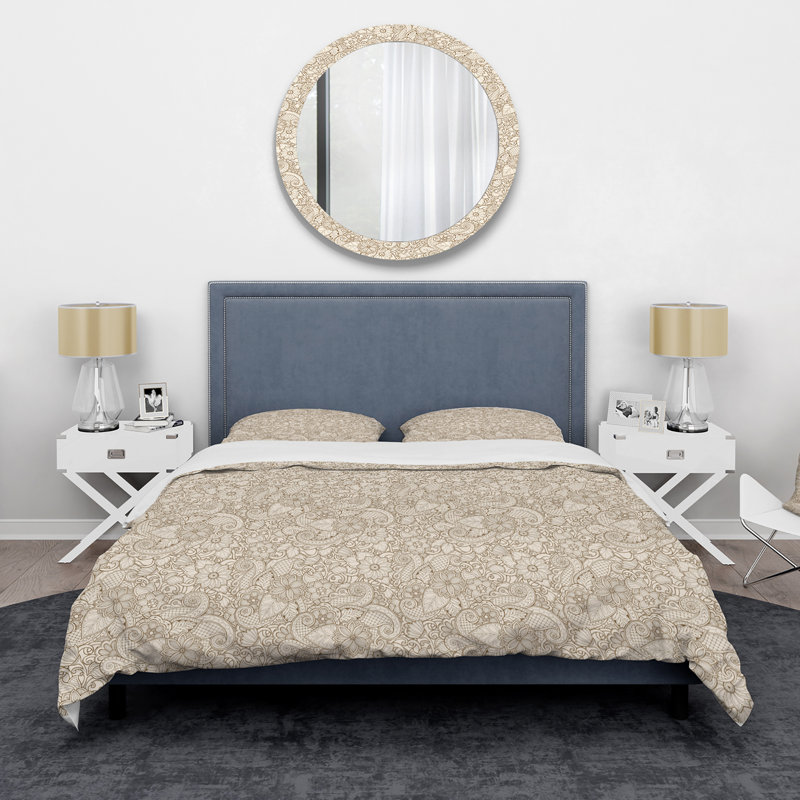 Ensemble de housse de couette Beige Ethnic Florals - Polyester en microfibre