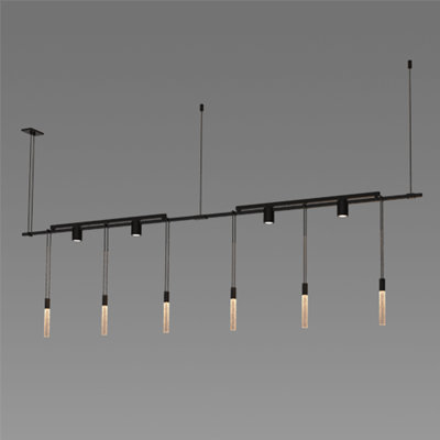 Lustre linéaire pour îlot de cuisine à 12 lumières DEL avec détails en cristal Suspender®