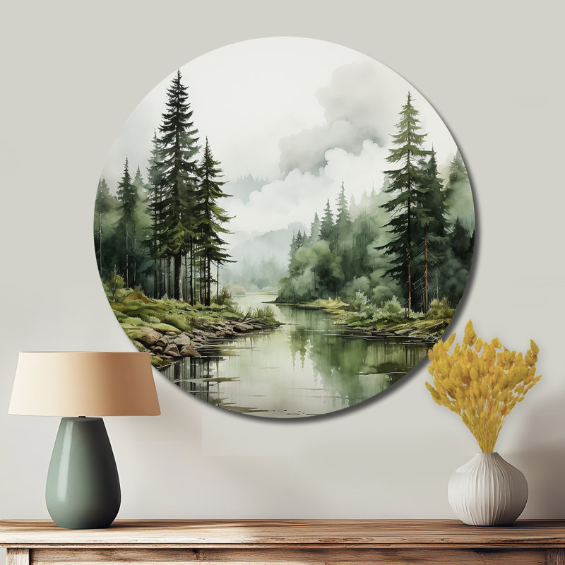 Pin sauvage sauvage - Art floral rond en métal, H 16 po x l 16 po