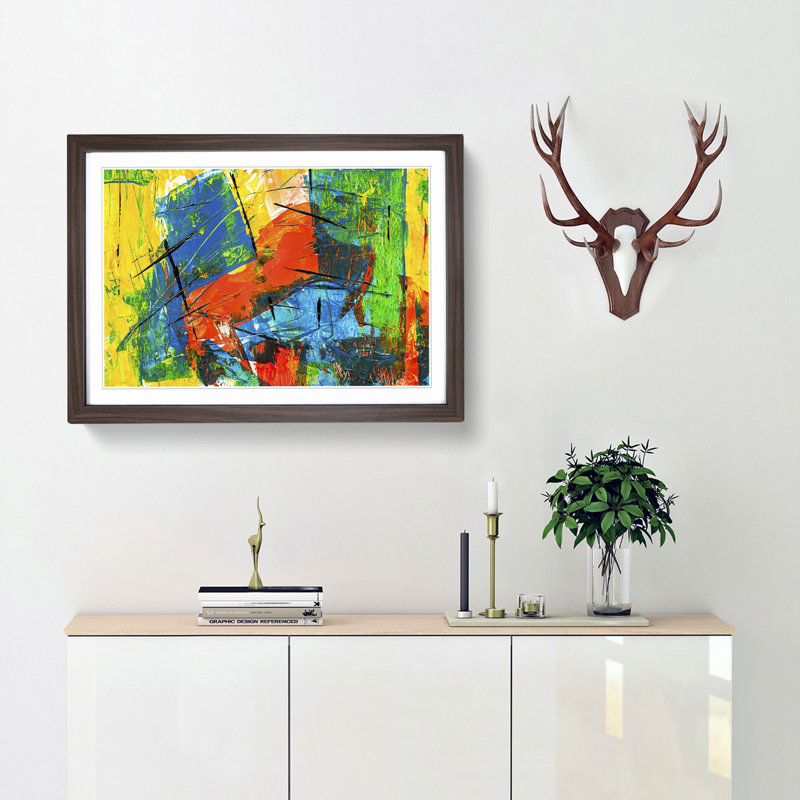 Abstract Art Painting Vol.185 by S.Johnson - Picture Frame Painting Print, 62cm H x 87cm W x 2cm D, Walnut Framed
