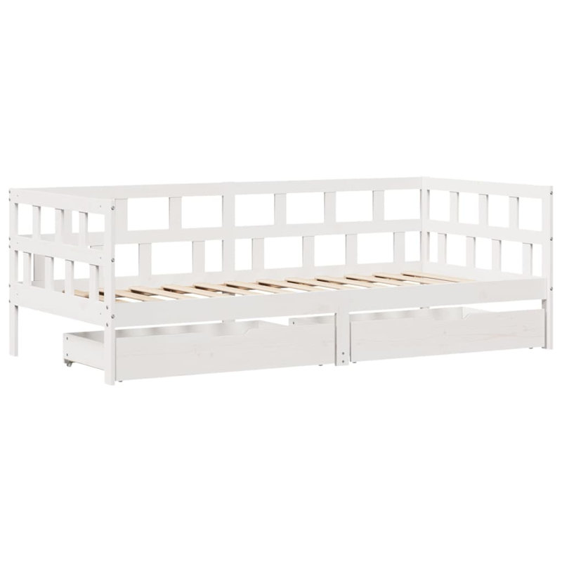 17 Stories Daybed With Drawers Without Mattress Solid Wood, European Single (90 x 200cm), White