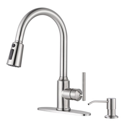 WOWOW Pull Out Kitchen Faucet with Soap Dispenser