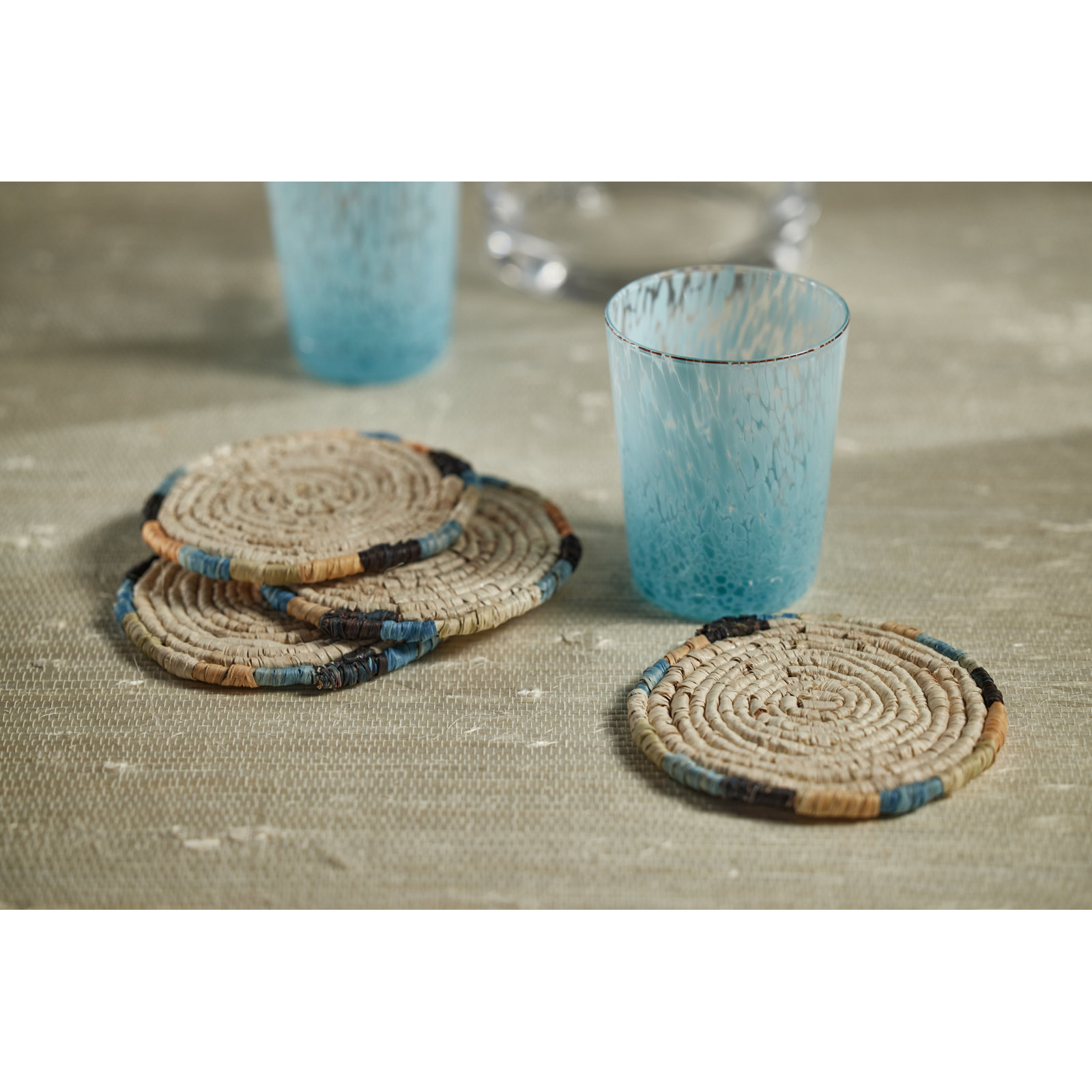 Buck Speckled Glass Tumblers, Set of 6, Aqua