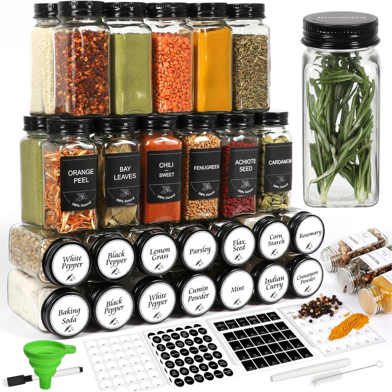 36 Pcs Glass Spice Jars 4oz Seasoning Storage Bottles