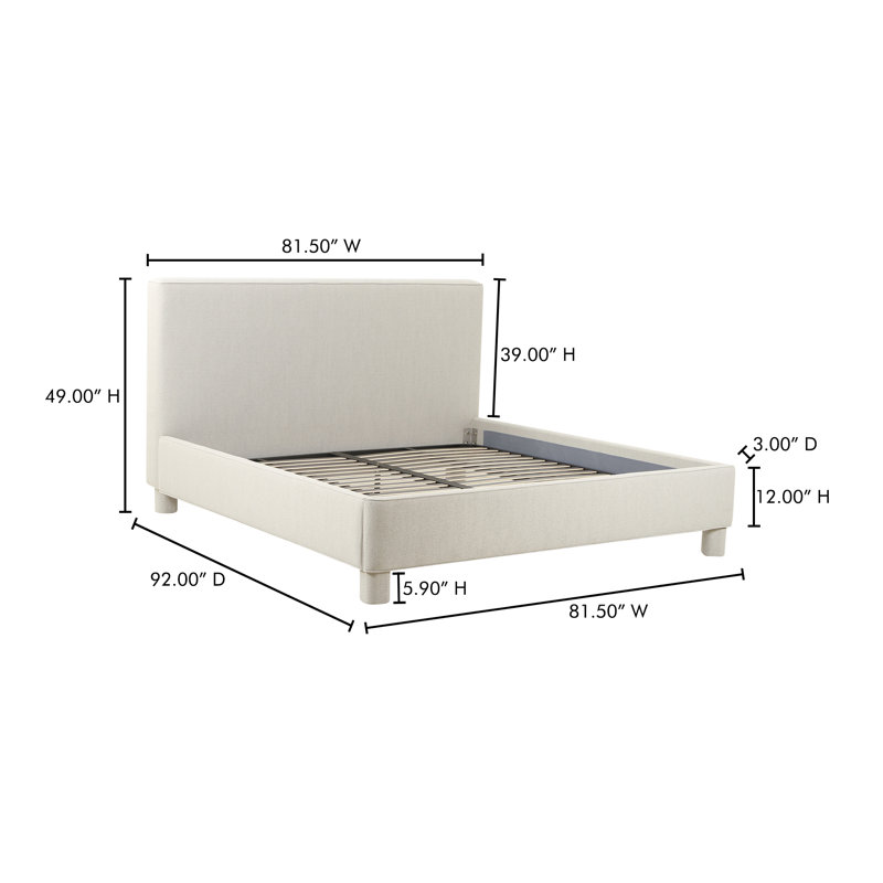 Ichigo Upholstered Bed, Light Grey, King