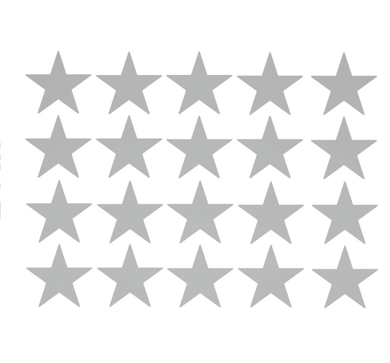 Décalcomanie murale étoiles americana, H 24 po x l 33 po x P 0,01 po, Argent