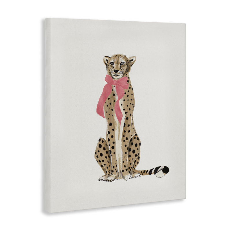 Art mural sur toile tendance guépard avec ruban par Patricia Pinto, H 30 po x l 24 po