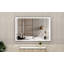 Très grand miroir de meuble-lavabo mural de 48 po x 32 po à DEL avec cadre blanc / chaud / naturel réglable