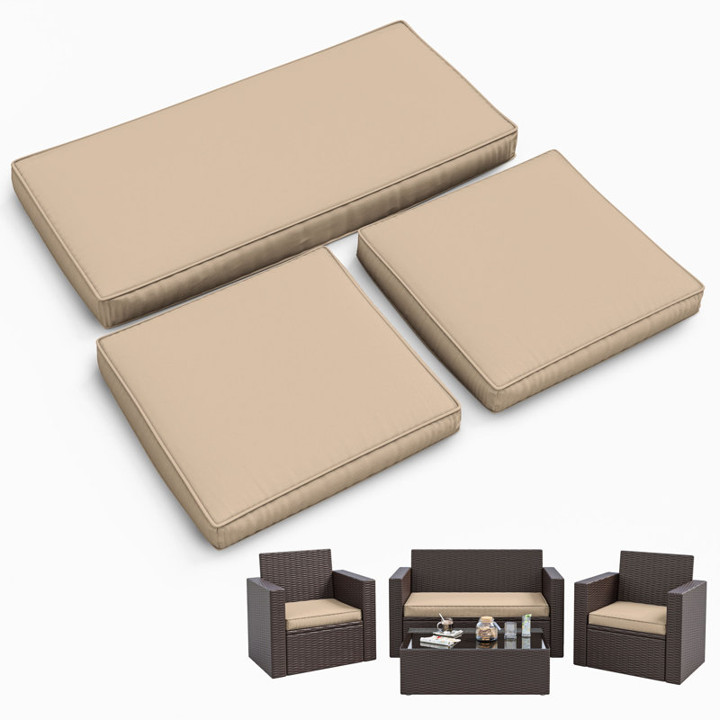3-Piece Outdoor Seat Cushion Set, Beige