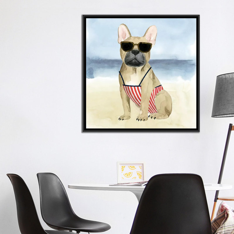 « hot dog i », impression sur toile, H 18 po x l 18 po x P 1,5 po, Toile avec cadre noir, Pas de tapis