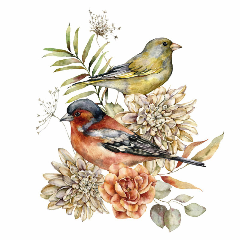 Panneau de papier peint oiseaux 8,33 pi x 100 po, L 10,4 pi x l 125 po