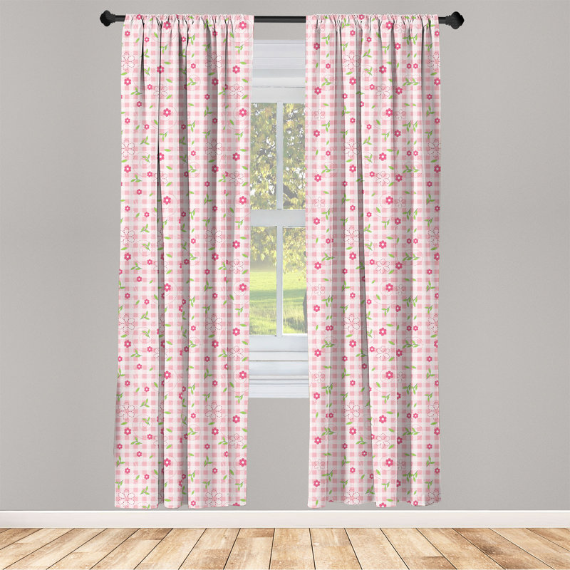 Flower Petals Semi Sheer Curtains, Width 75 x Drop 175 cm