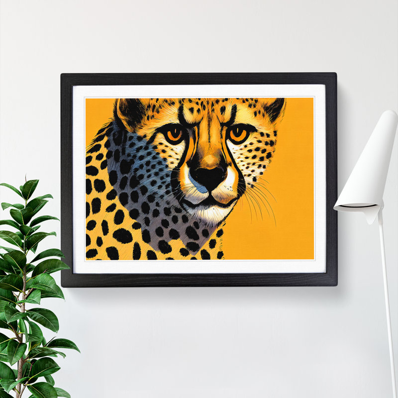 A Pretty Cheetah 1 Piece Single Picture Frame Wall Art, 34cm H x 46cm W, Black