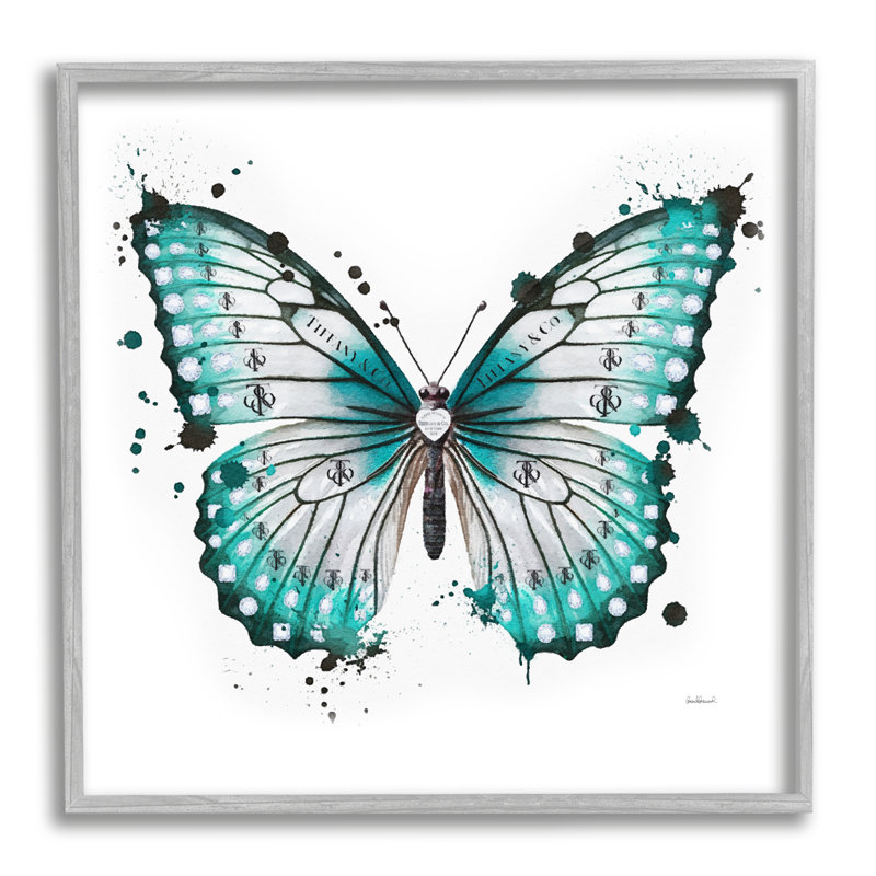 «Blue Glam Butterfly» par Amanda Greenwood, H 12 po x l 12 po x P 1,5 po, Estampe numérique Farmhouse