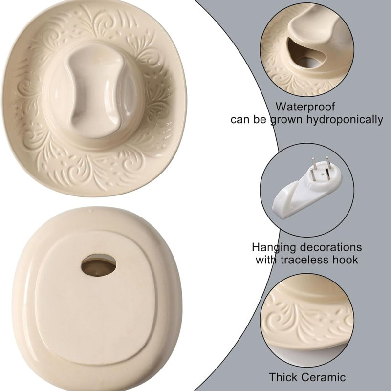 Ceramic Cowboy Hat Wall Planter Vase