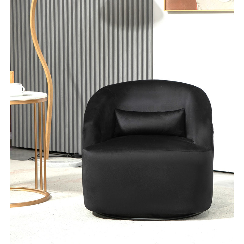Barrel design 360 degree swivel Chair, Black Velvet