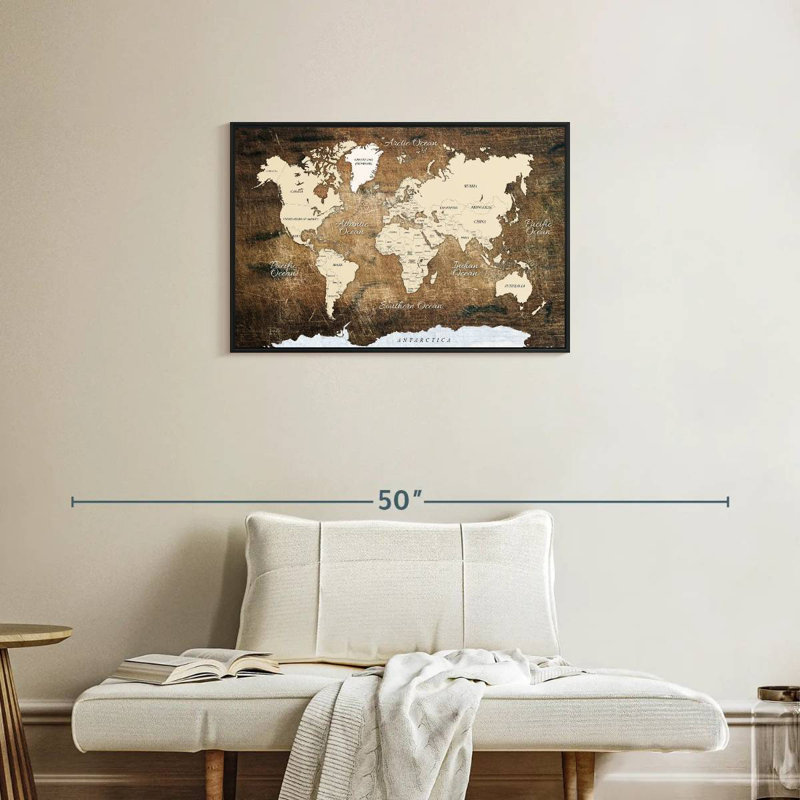 Carte rétro sur bois Aliaz, H 21 po x l 31 po