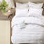 Grand édredon blanc en microfibre - Shabby Chic avec détails et rembourrage, 5 comprend un édredon, 2 taies décoratives, un coussin décoratif, une jupe de lit, des volants de courtepointe lavables 5 pièces, rembourré,-125396424