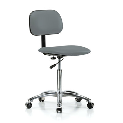 PERCH Chrome Lab Chair with Adjustable Backrest | Medium Bench Height 20-27"